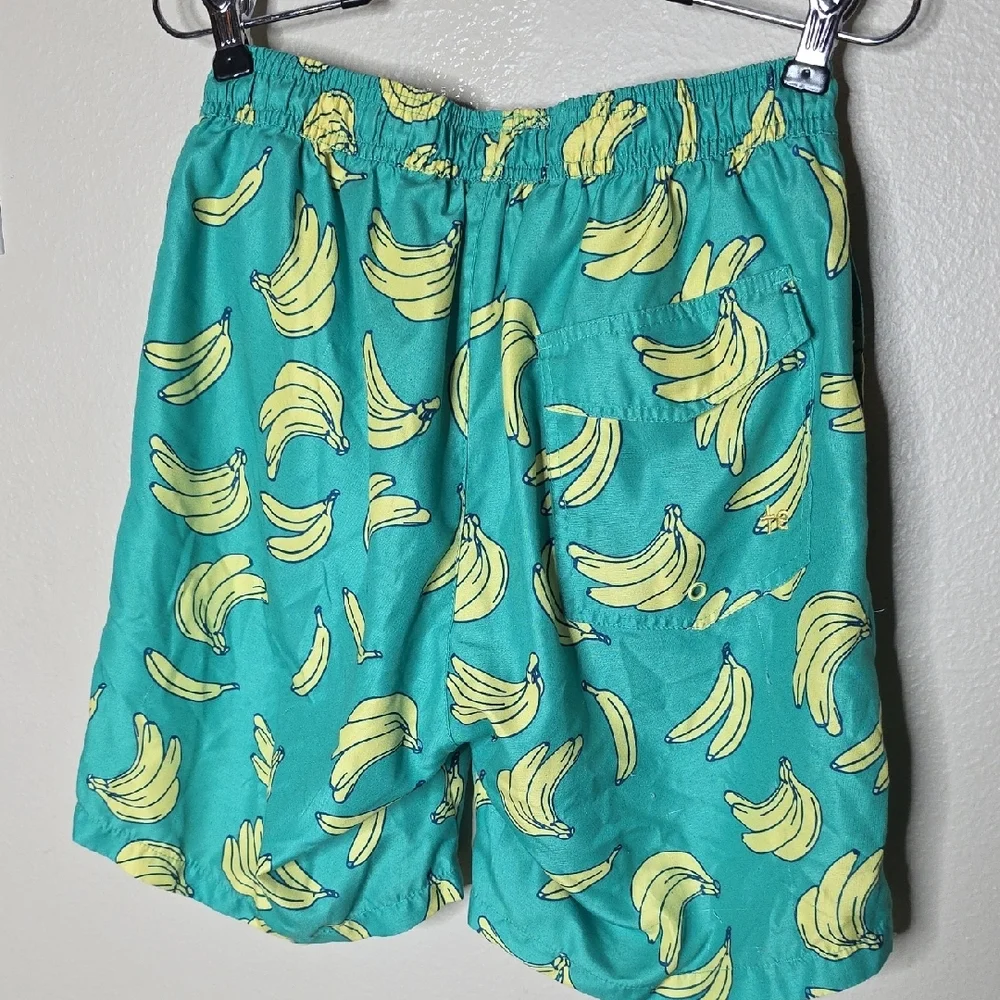 Tipsy Elves Men’s Havana Banana Swim Trunks Green Yellow Summer Board Shorts S